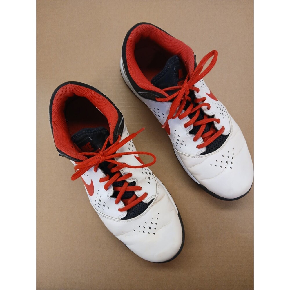 Nike "Zoom Attero" White/Red/Black Leather Basketball Shoes Men's 10.5